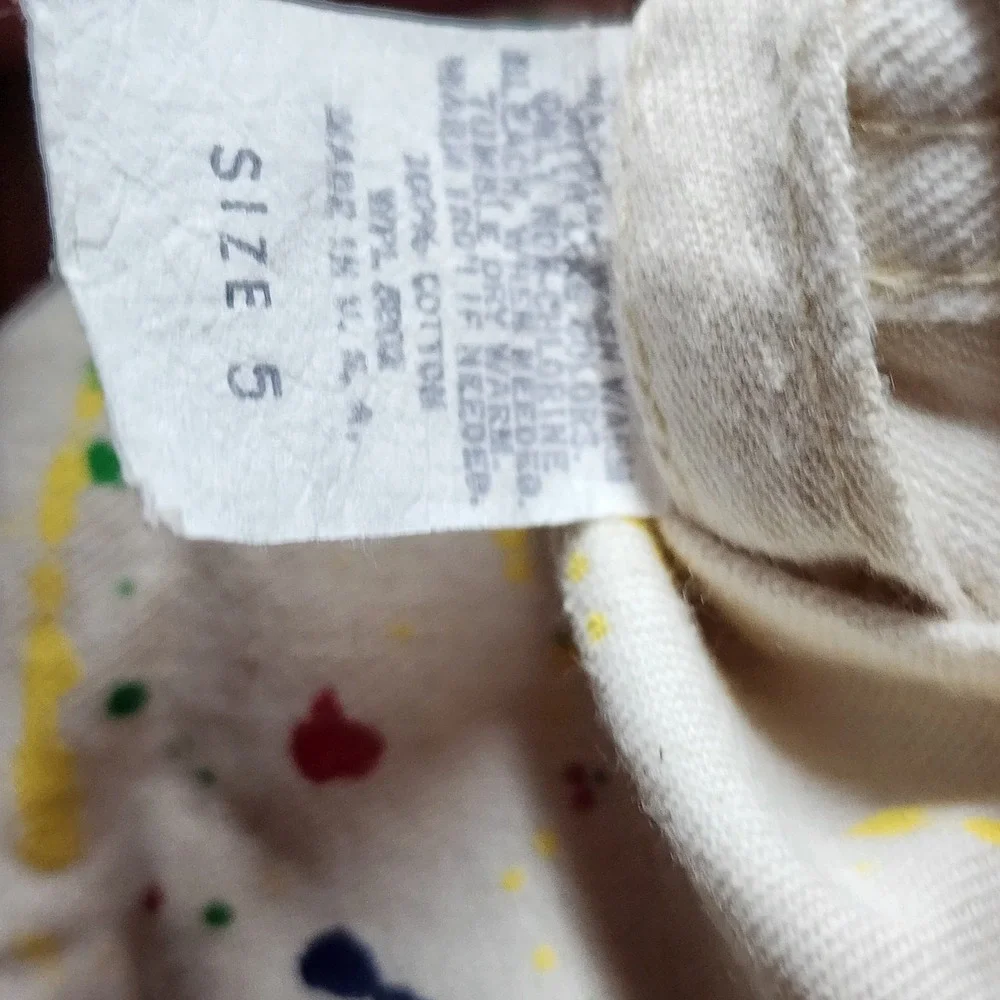 Vintage 80s-90s Liberty White Denim Overalls w Paint Splatters Sz 5 USA RARE!